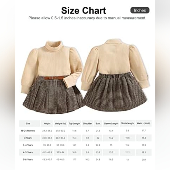 Toddler Girl Trendy Ruffled Ribbed Long-sleeve Tee and Plaid Skirt, NWT - Picture 8 of 8